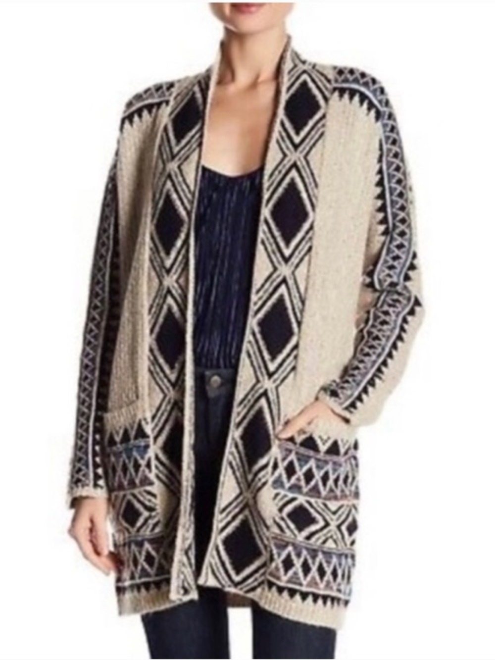 Lucky Brand Southwestern Aztec Knit Cardigan